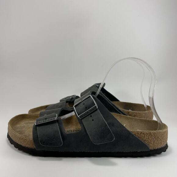 Birkenstock Arizona Oiled Leather Sandals Womens 41 US 10-10.5 Slide Black - Picture 3 of 9